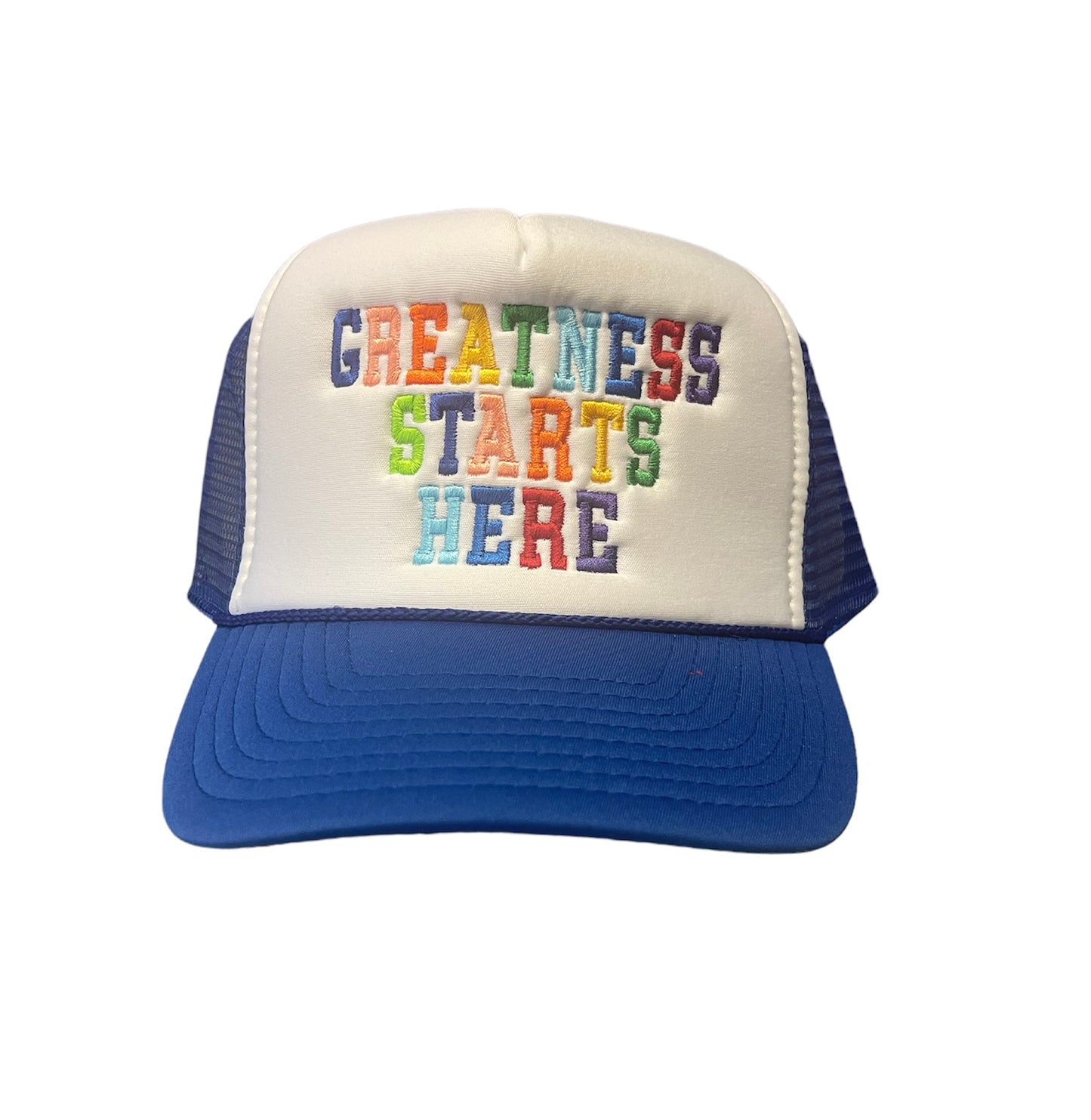 Greatness Starts Here Truck Cap in Blue and White